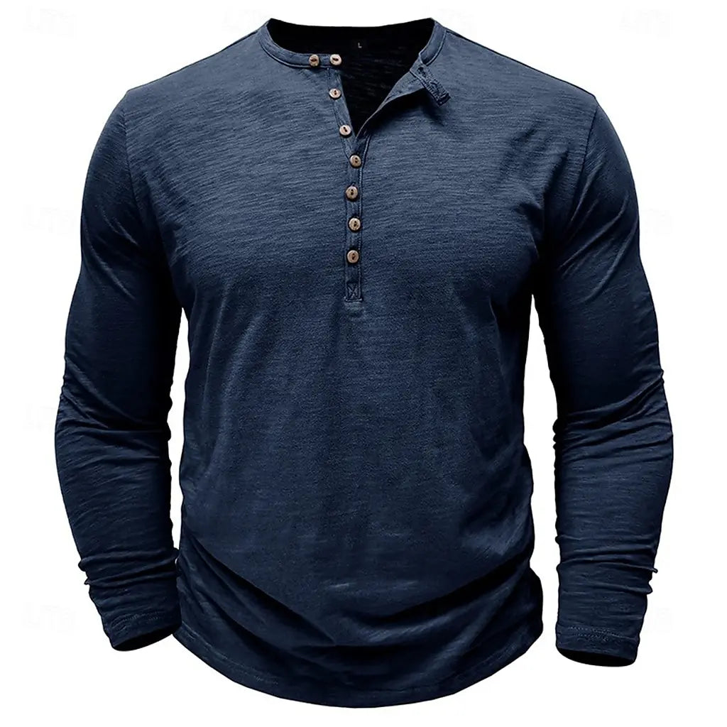 Vintage Henley Shirt Solid Color