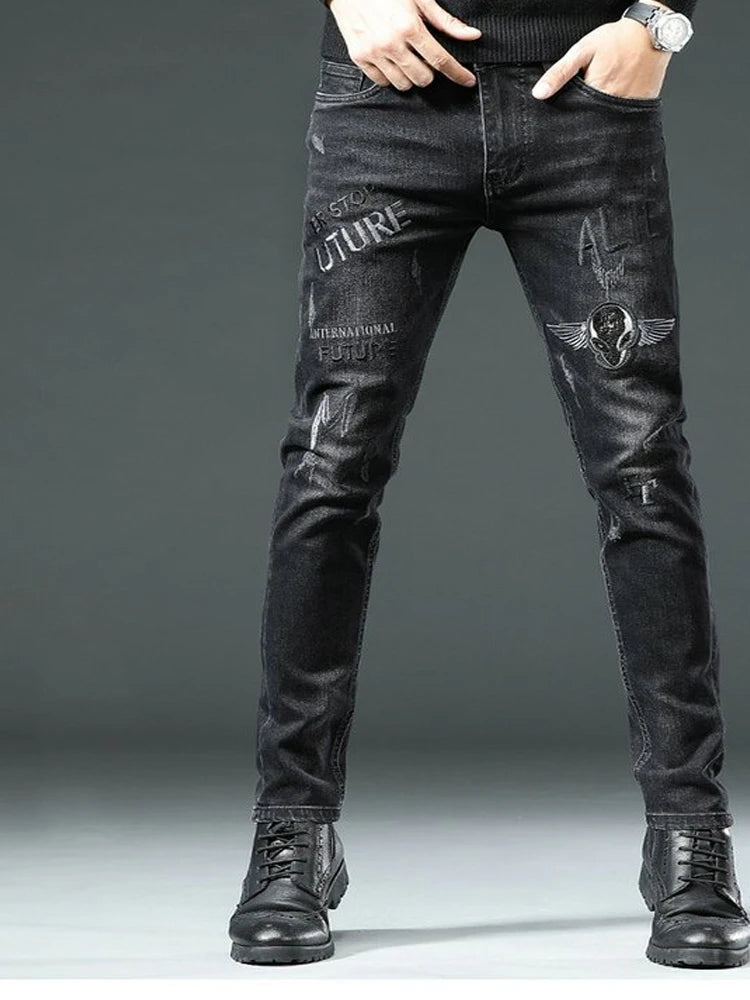 Stylish Black Stretch Denim Jeans for Men=