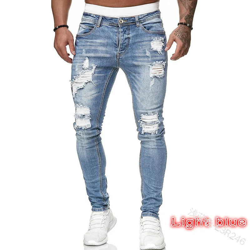 Stretch Denim Straight Pants