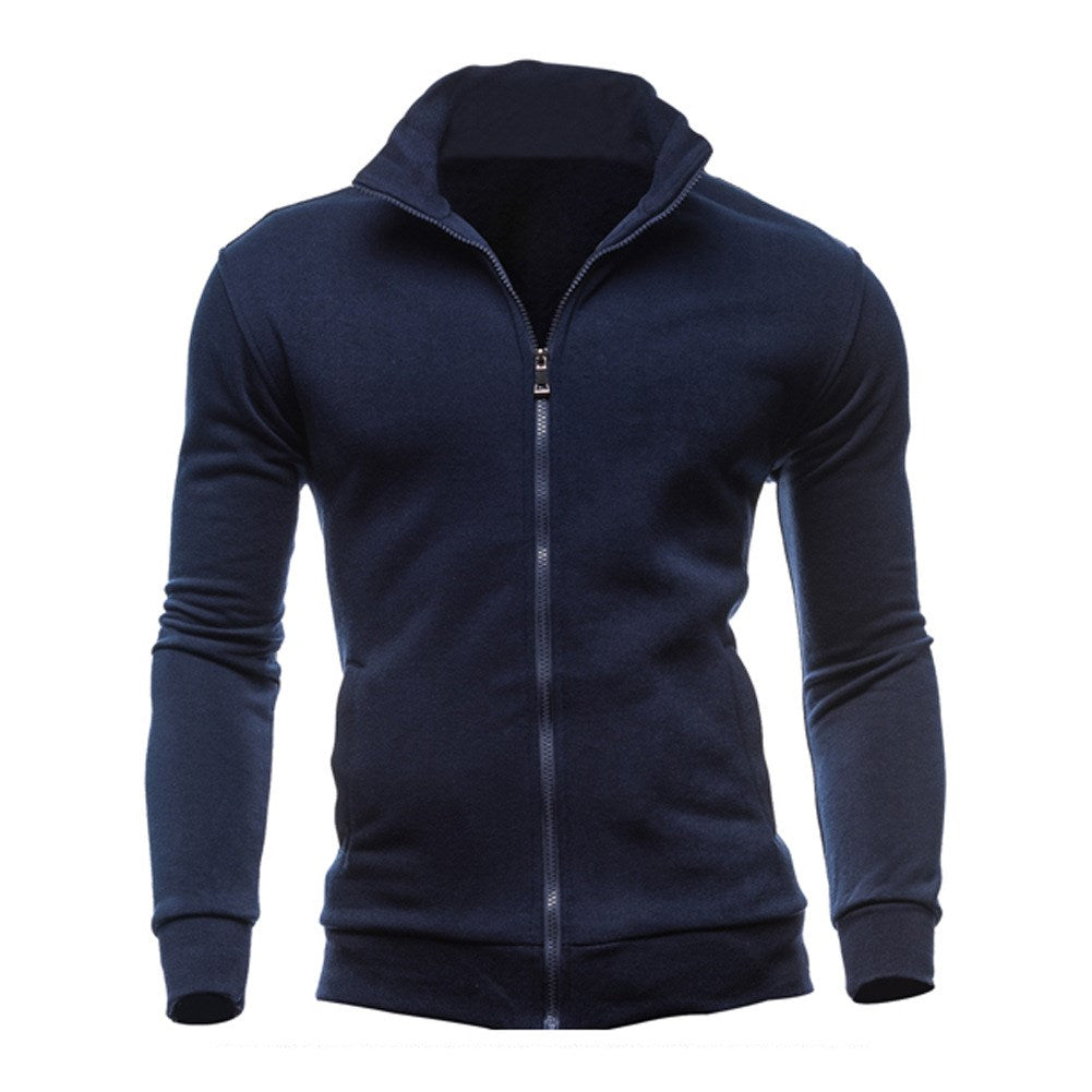 Sweater Zipper Collar Sweater Jacket Men's Solid Color