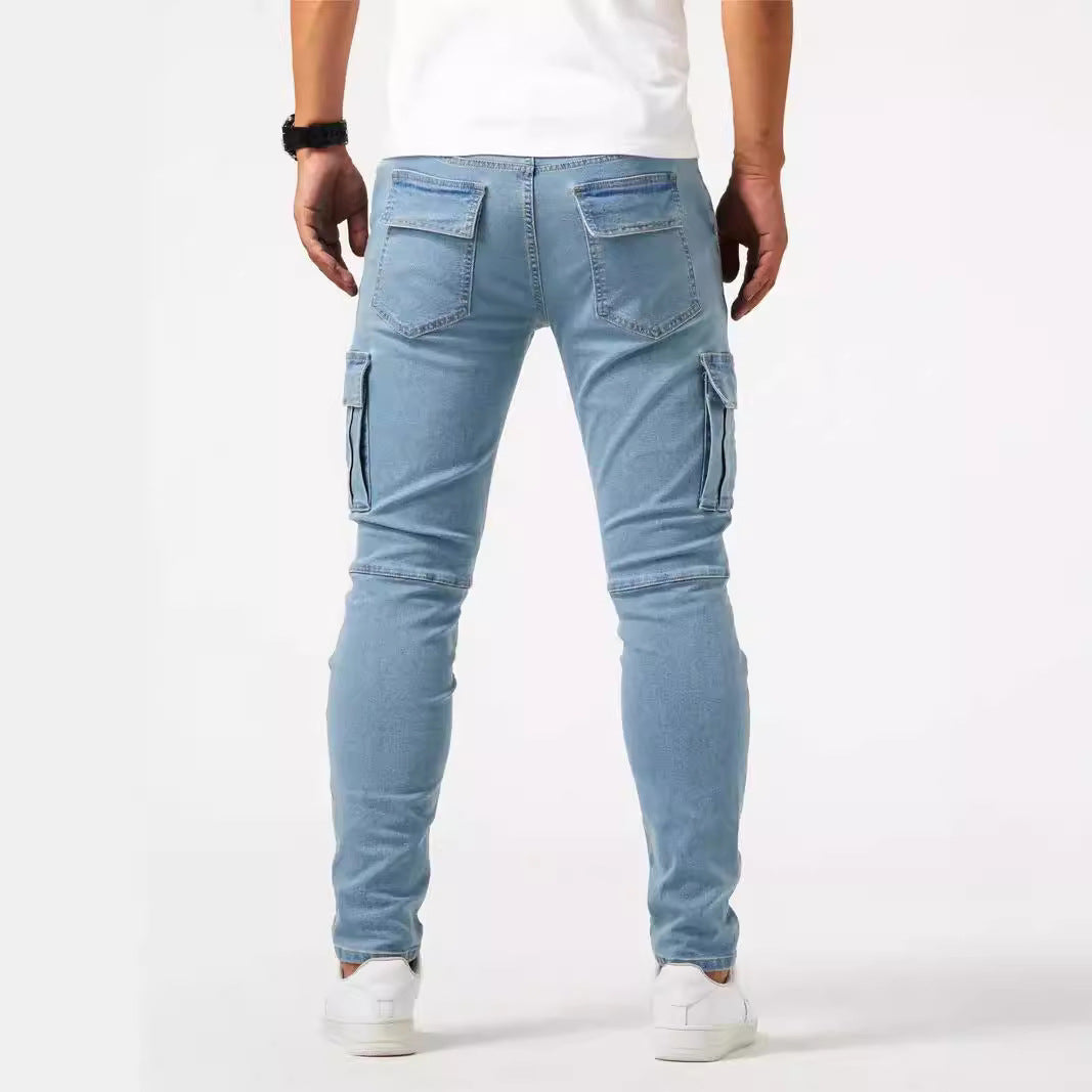European And American Men's Side Pocket Skinny Jeans