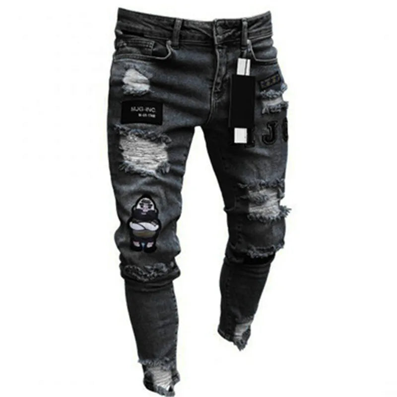 Stretch Denim Straight Pants