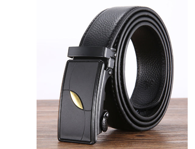 Automatic buckle leather belt