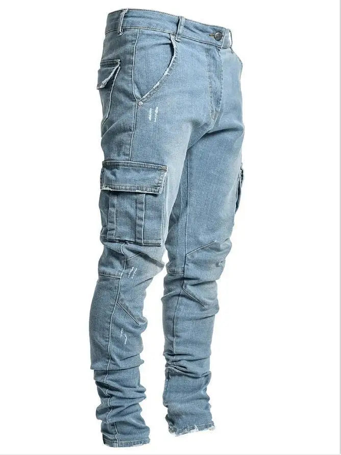 Stretch Denim Straight Pants