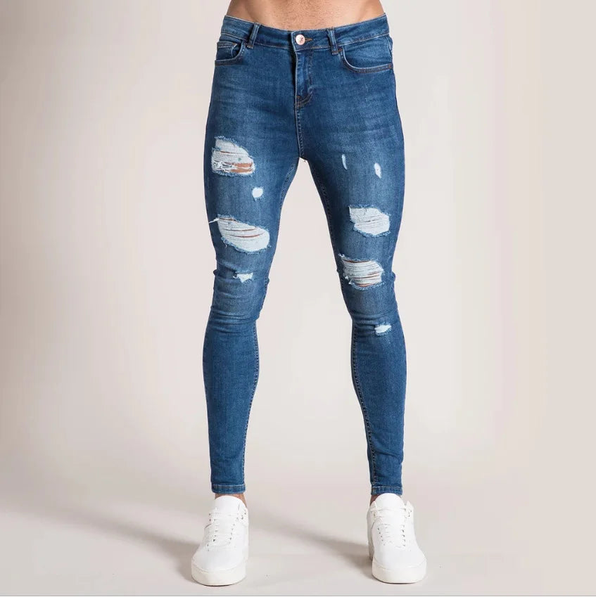 Stretch Denim Straight Pants
