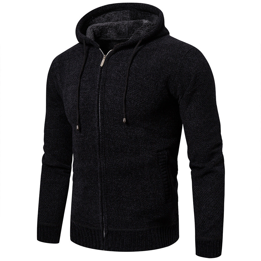 Thick Loose Casual Sweater Men's Cardigan Sweater Plus Fleece Hoodie Sweater