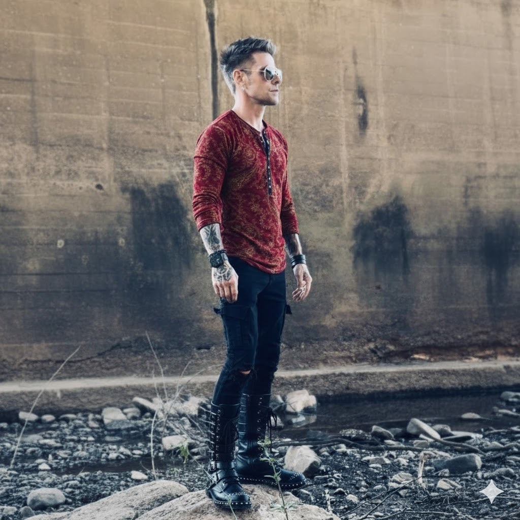 Button-Up V-Neck Vintage Shirt
