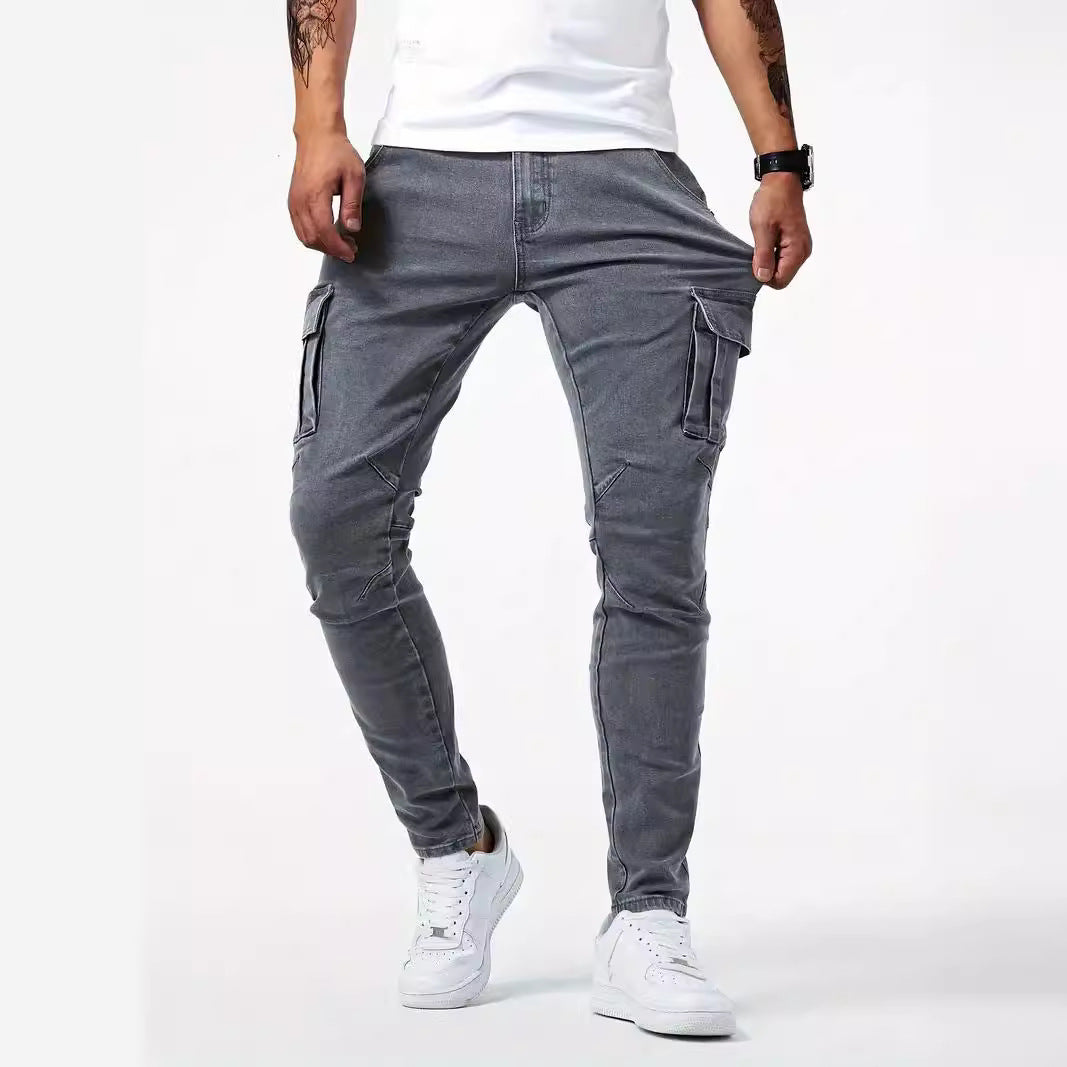European And American Men's Side Pocket Skinny Jeans