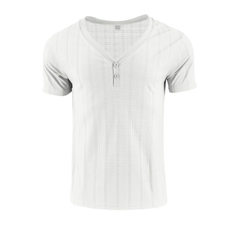 American Summer Men's V-neck Loose Breathable Short Sleeve