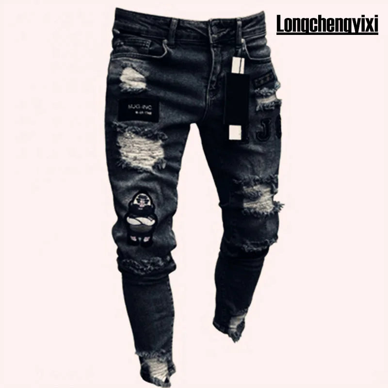Stretch Denim Straight Pants