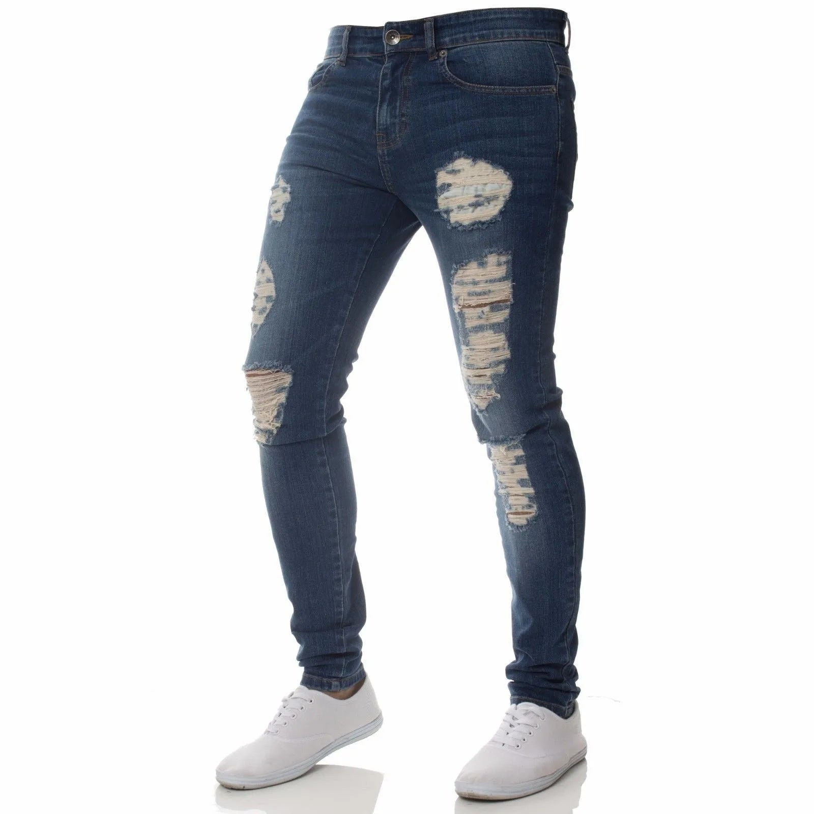Stretch Denim Straight Pants