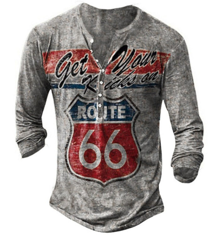 Men's Casual V-neck Long-sleeved T-shirt