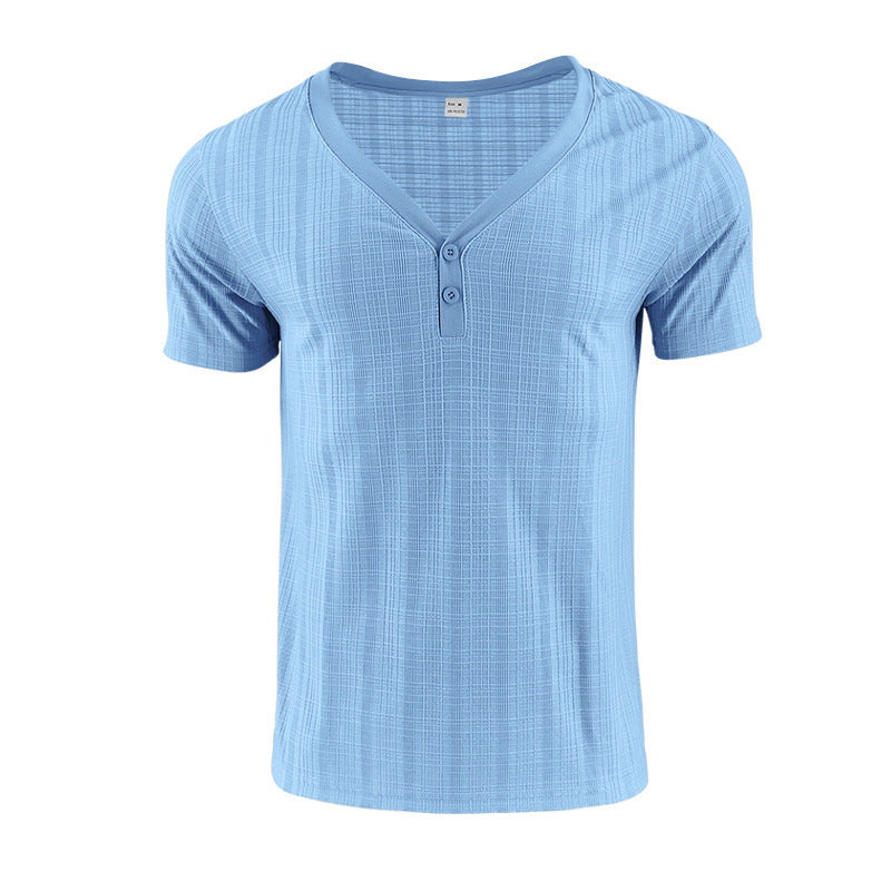 American Summer Men's V-neck Loose Breathable Short Sleeve