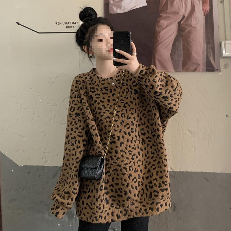 Leopard-print Fleece Hoodie
