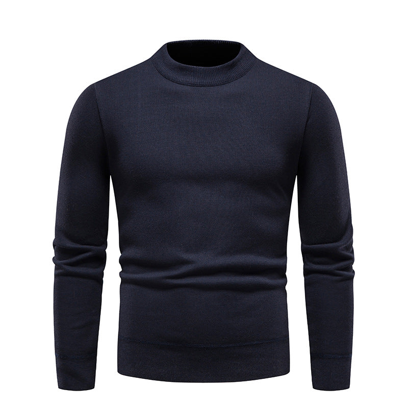 Sweater Men's Fleece-lined Thick Round Neck Sweater