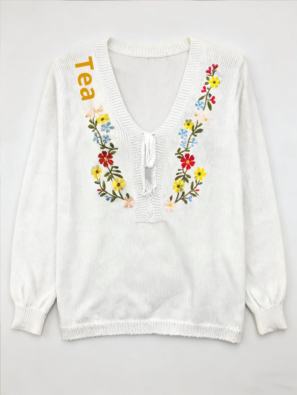 Retro Handmade Flower Loose All-matching Top