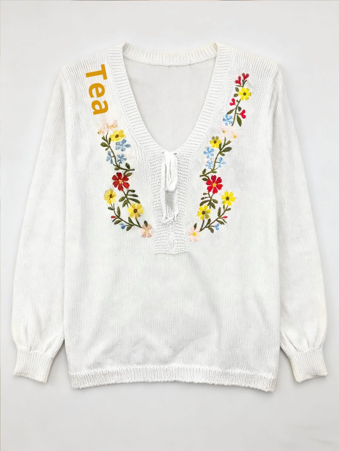 Retro Handmade Flower Loose All-matching Top