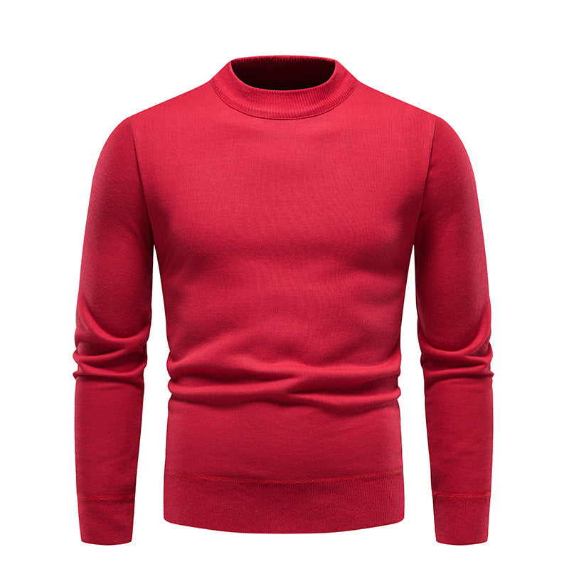 Sweater Men's Fleece-lined Thick Round Neck Sweater