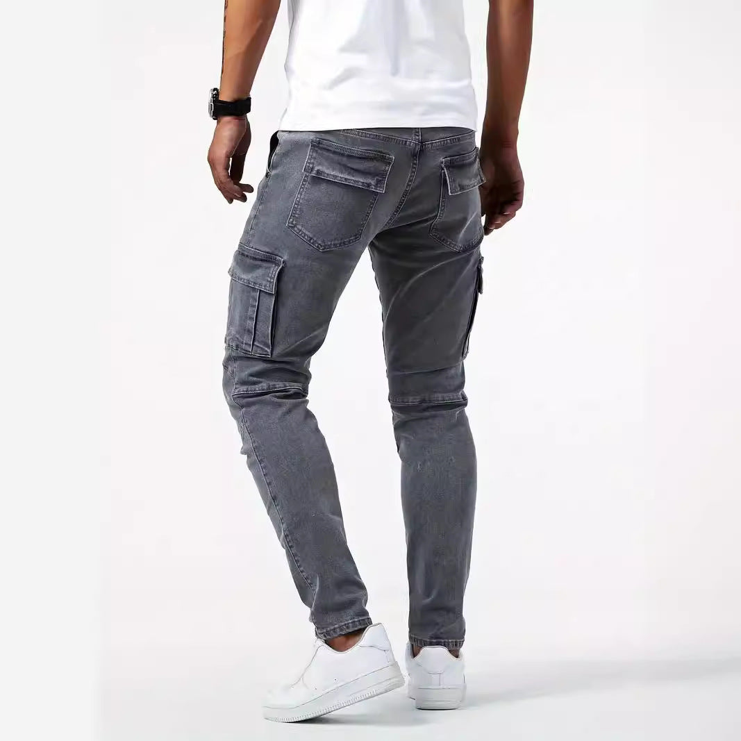 European And American Men's Side Pocket Skinny Jeans