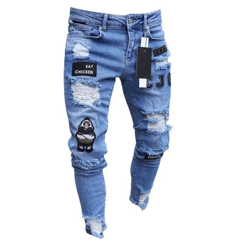 Stretch Denim Straight Pants