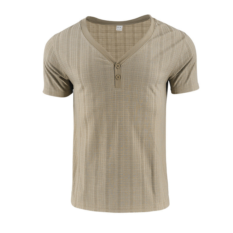 American Summer Men's V-neck Loose Breathable Short Sleeve