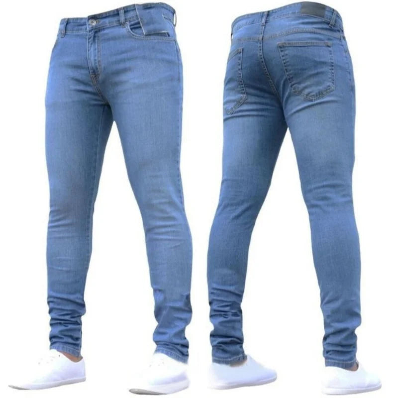 Stretch Denim Straight Pants