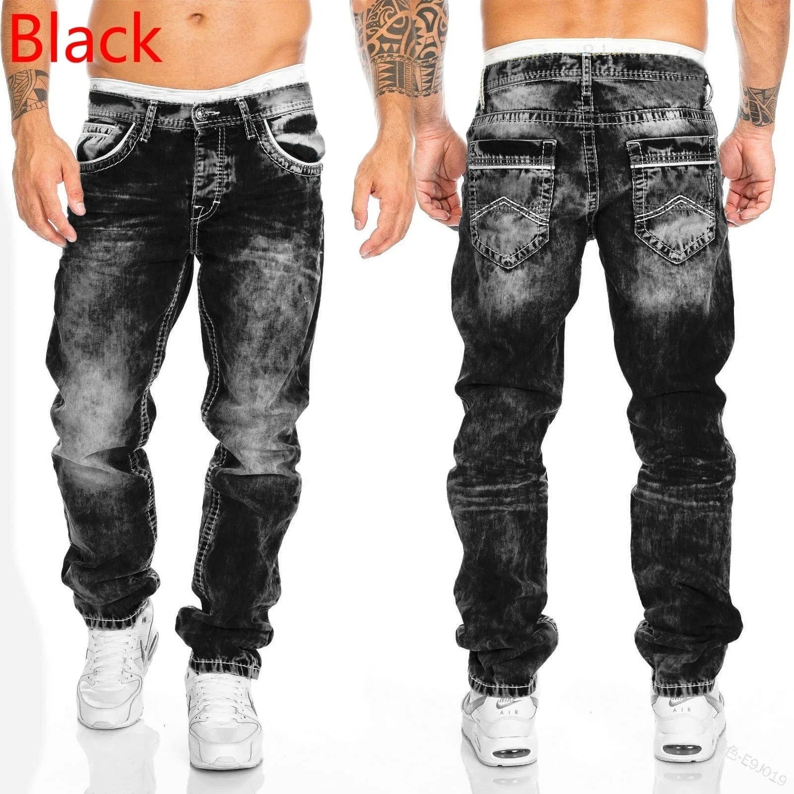 Stretch Denim Straight Pants