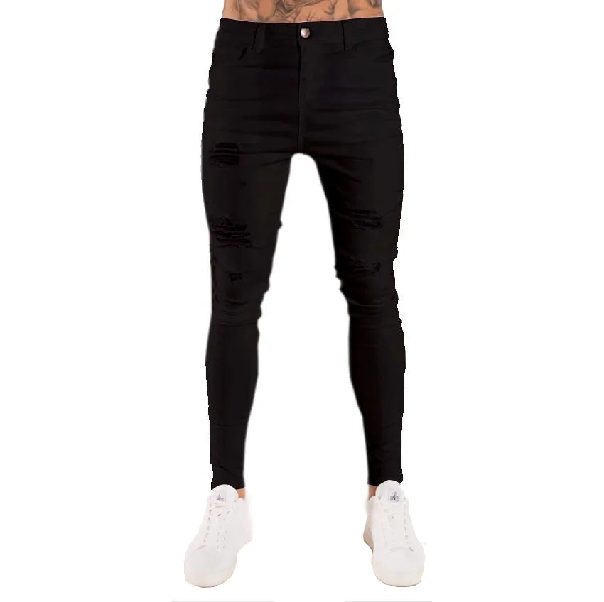 Stretch Denim Straight Pants