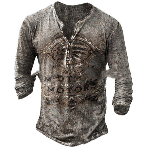 Men's Casual V-neck Long-sleeved T-shirt