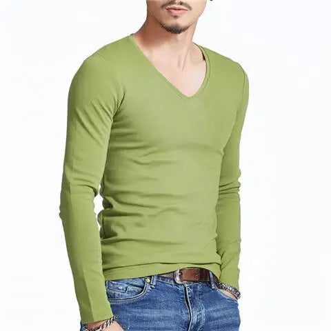 Luxury Men's Long Sleeve V-Neck