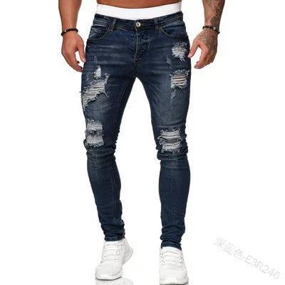 Stretch Denim Straight Pants