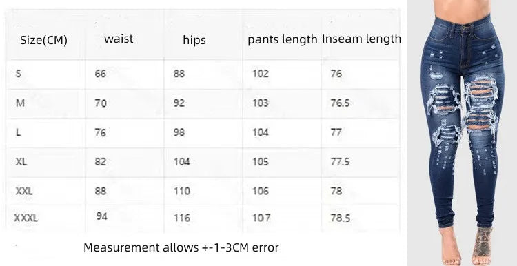 High Waist Ripped Jeans For Women Stretch Skinny Denim