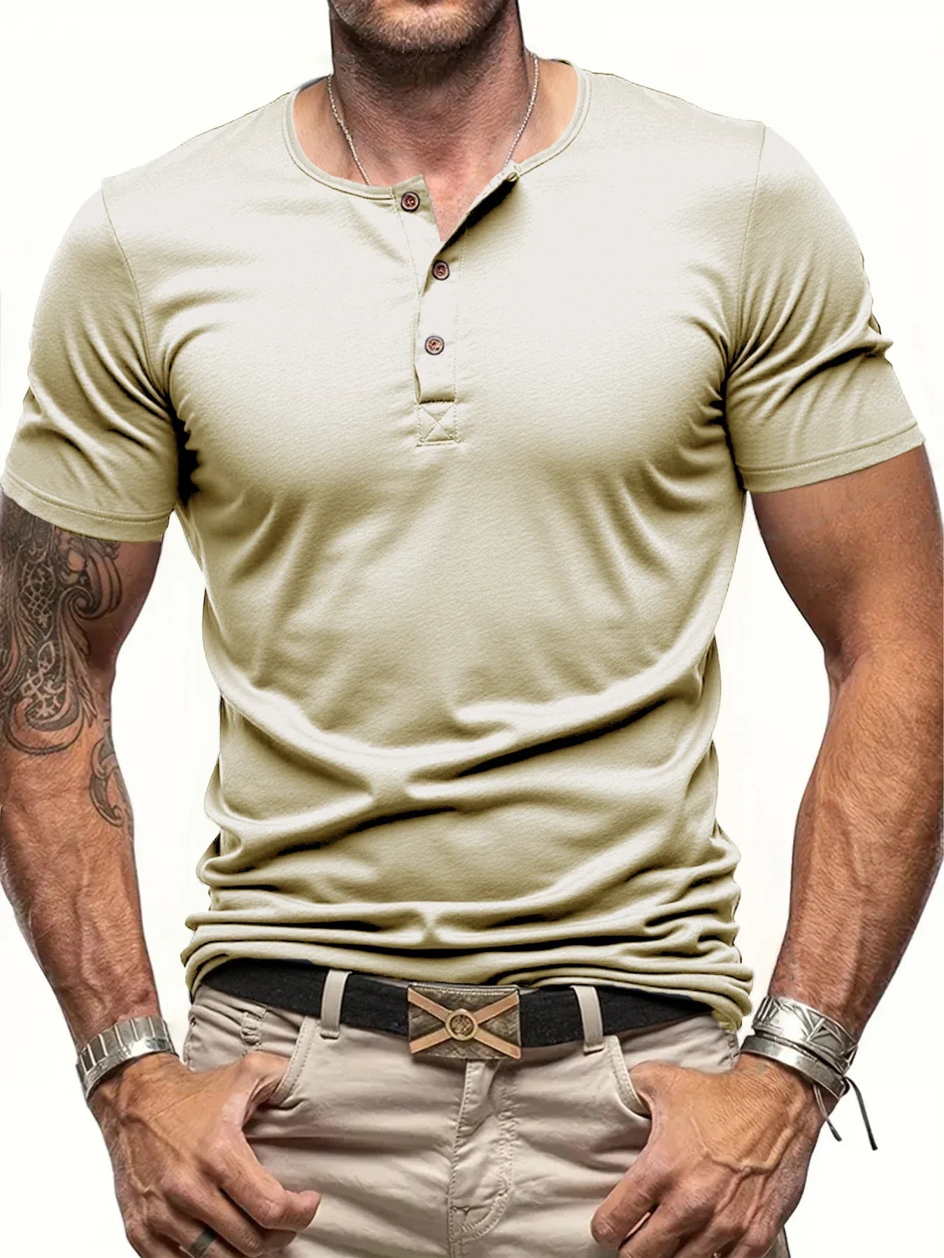 Men's Short Sleeve Henley T-shirt