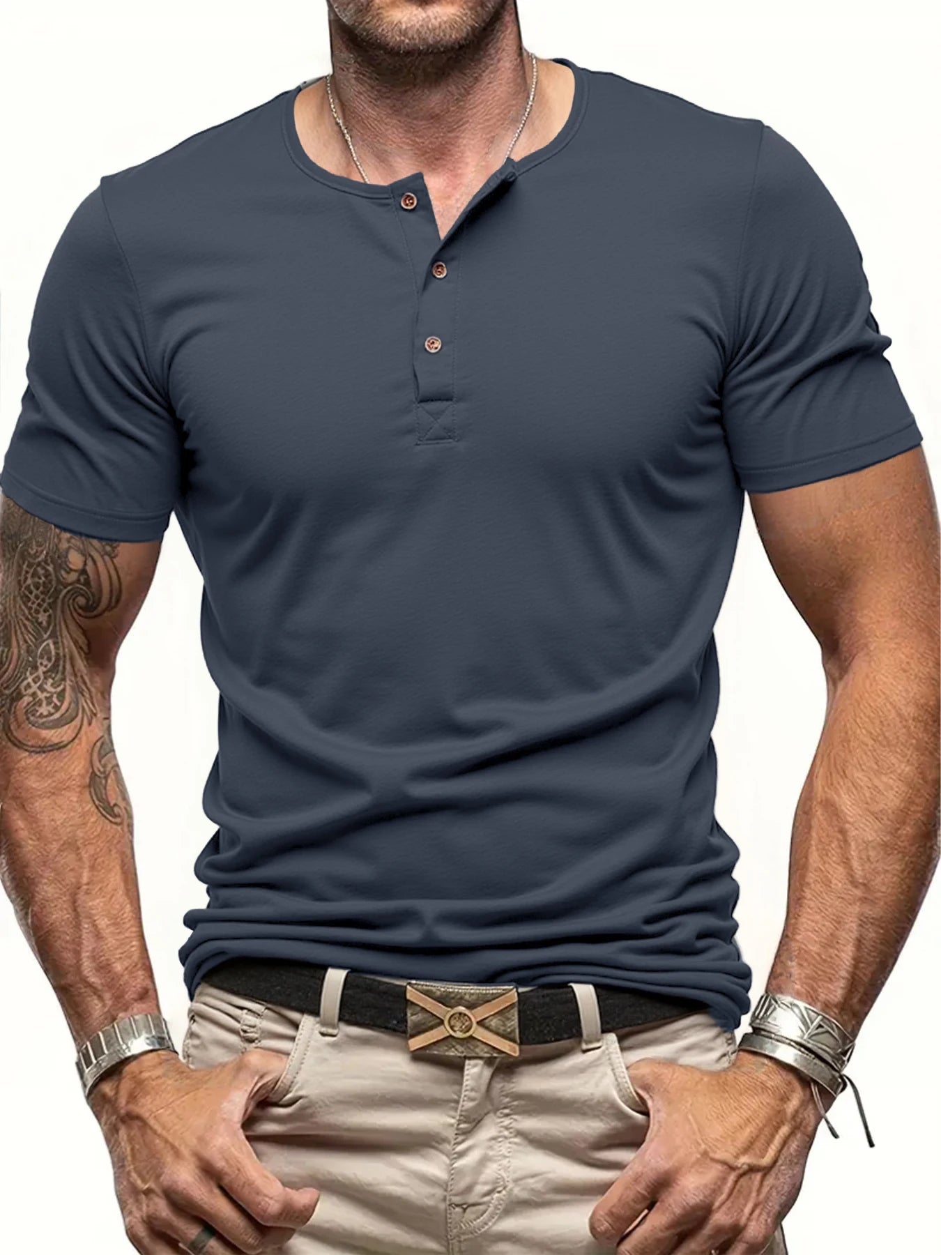Men's Short Sleeve Henley T-shirt