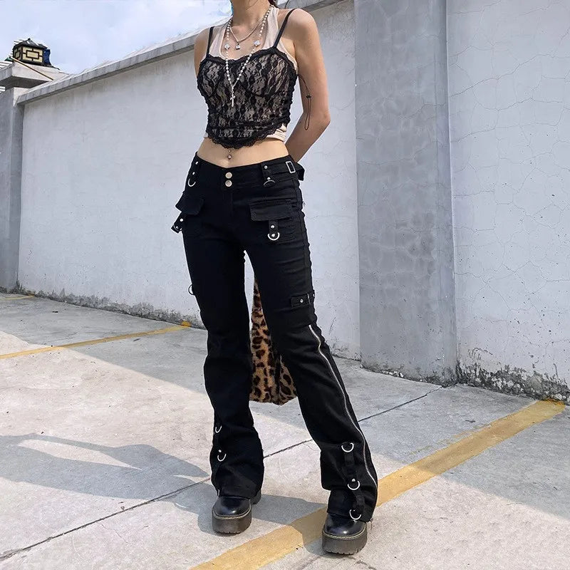 Dark Punk Low Waist Emo Jeans