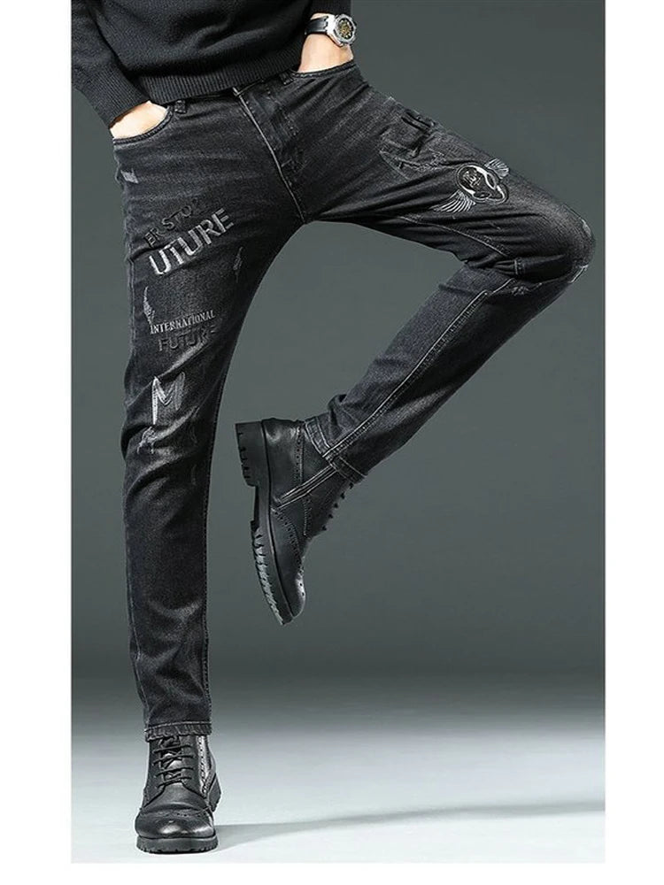 Stylish Black Stretch Denim Jeans for Men=