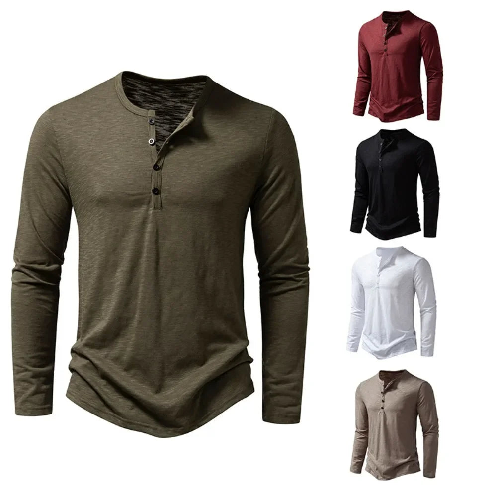 Henley Neck T-Shirt Casual