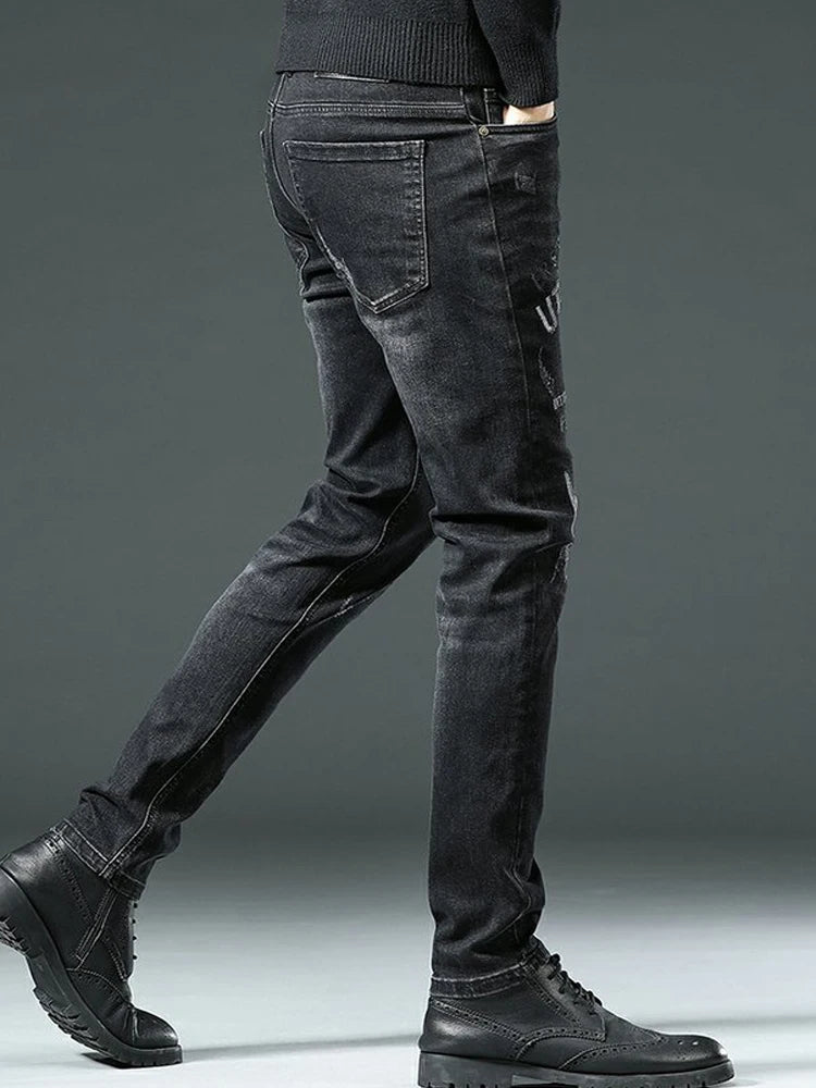 Stylish Black Stretch Denim Jeans for Men=