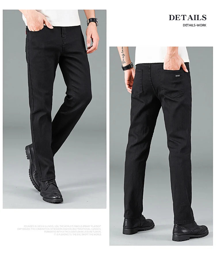 Men's pure black jeans