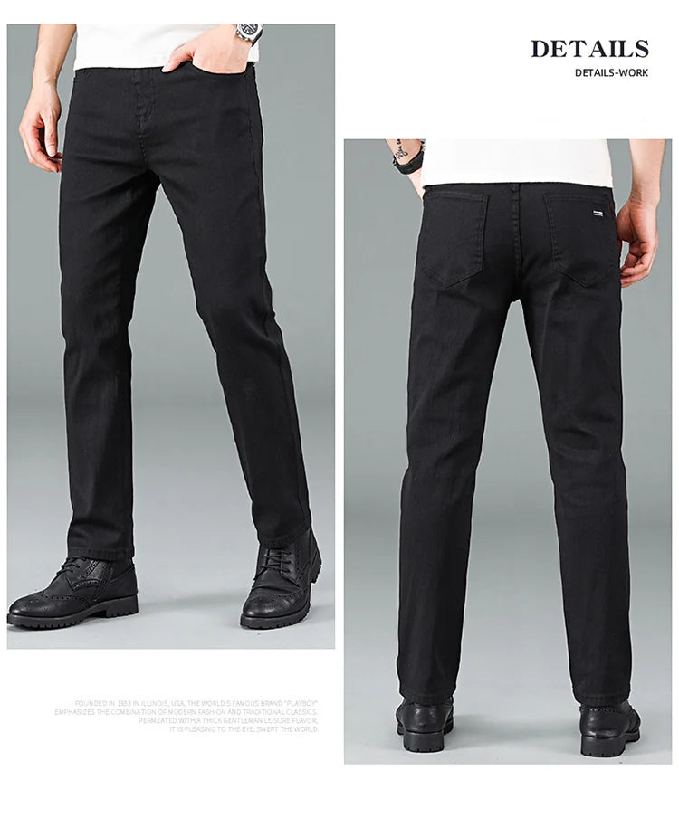 Men's pure black jeans