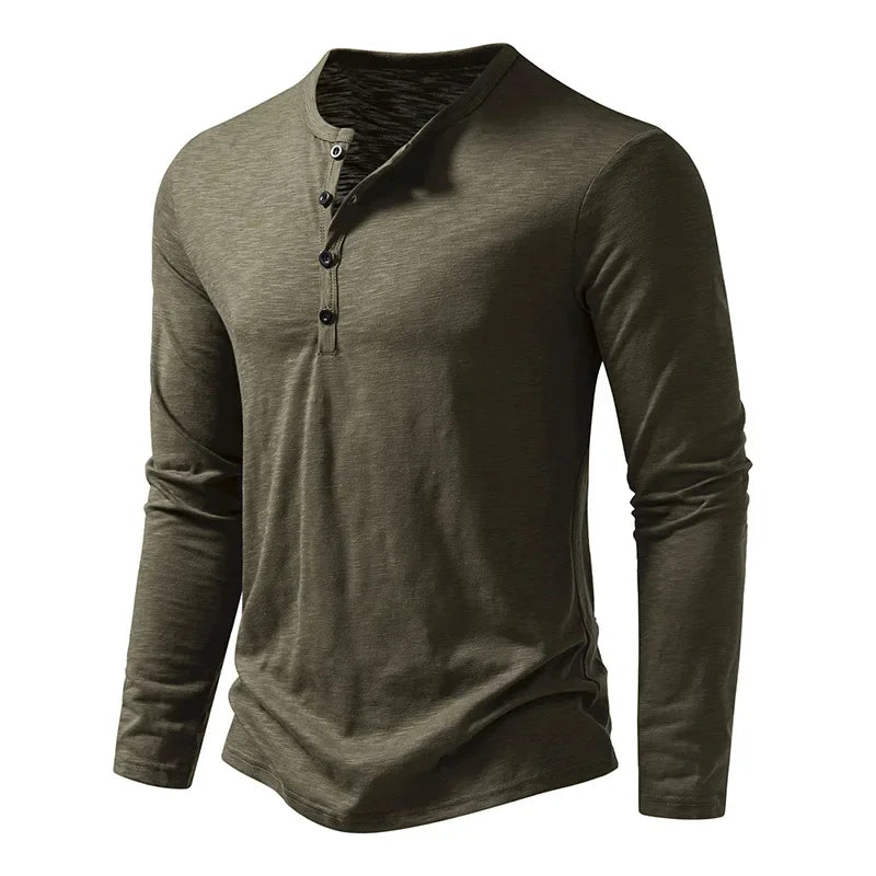 Henley Neck T-Shirt Casual