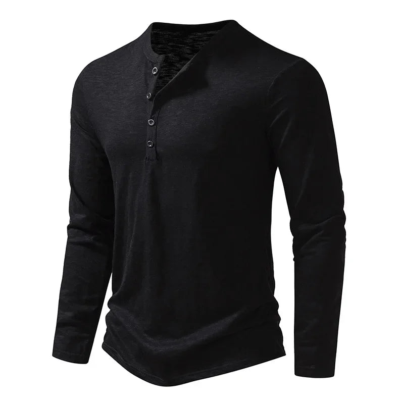 Henley Neck T-Shirt Casual