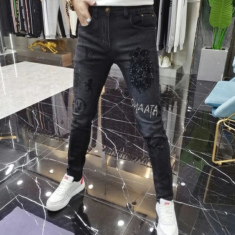 Stylish Black Stretch Denim Jeans for Men=