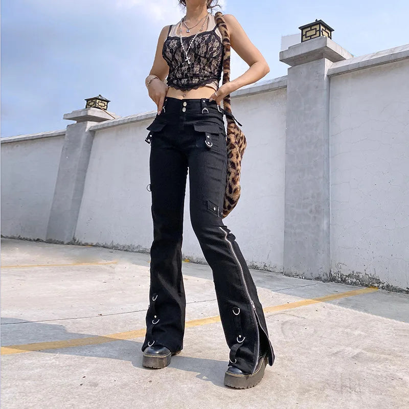 Dark Punk Low Waist Emo Jeans
