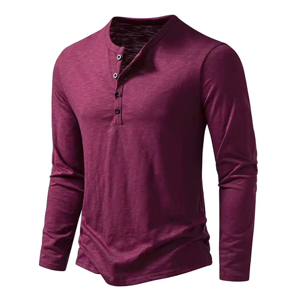 Henley Neck T-Shirt Casual