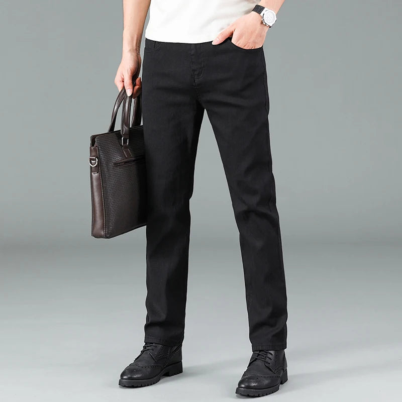 Men's pure black jeans