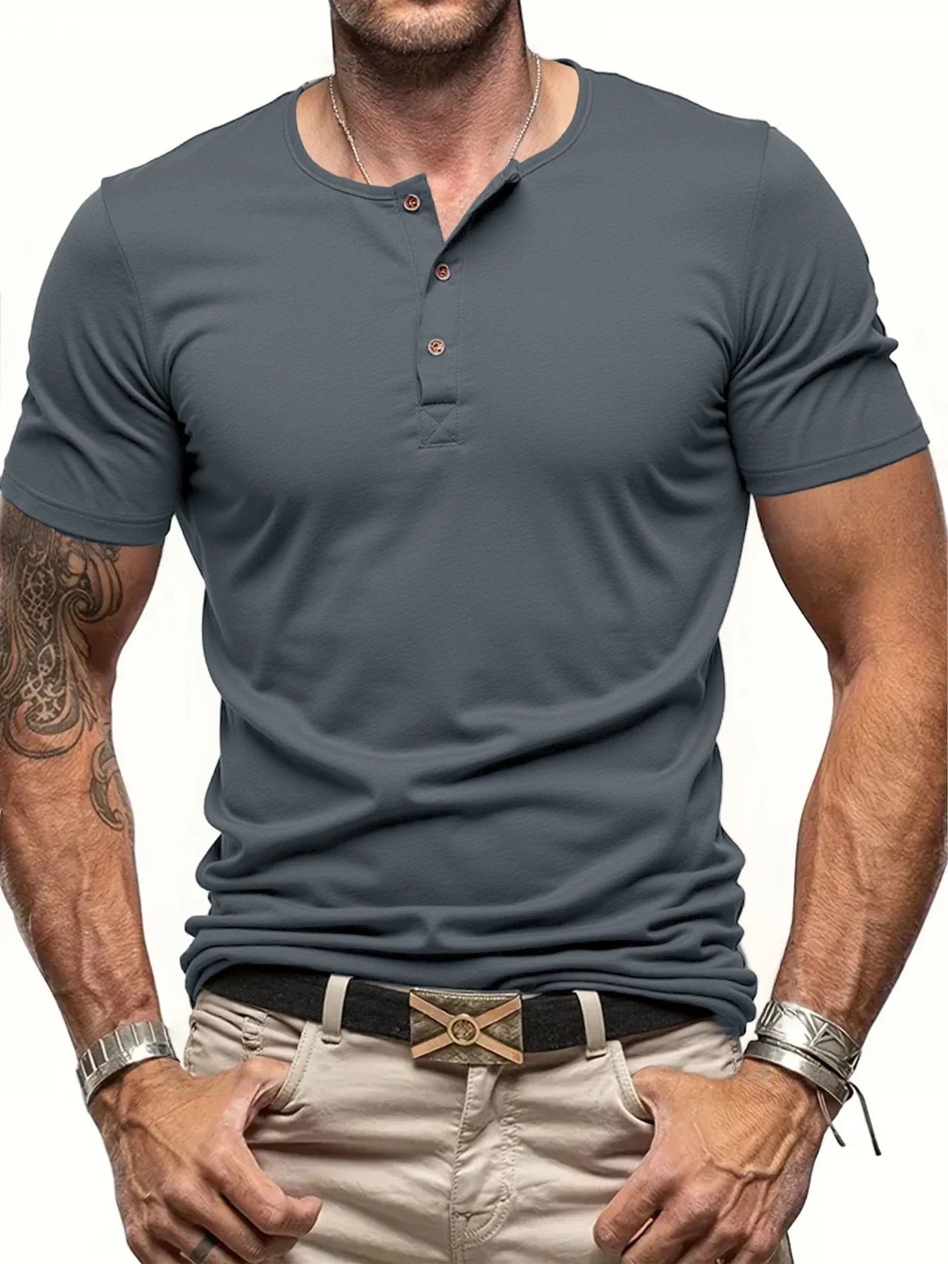 Men's Short Sleeve Henley T-shirt