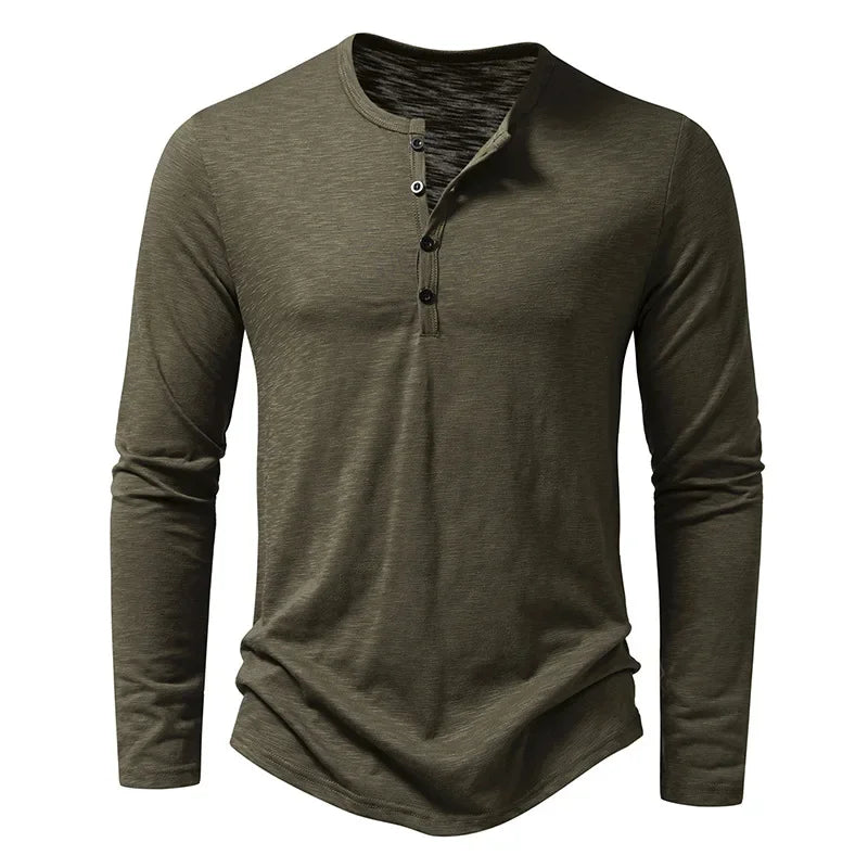 Henley Neck T-Shirt Casual