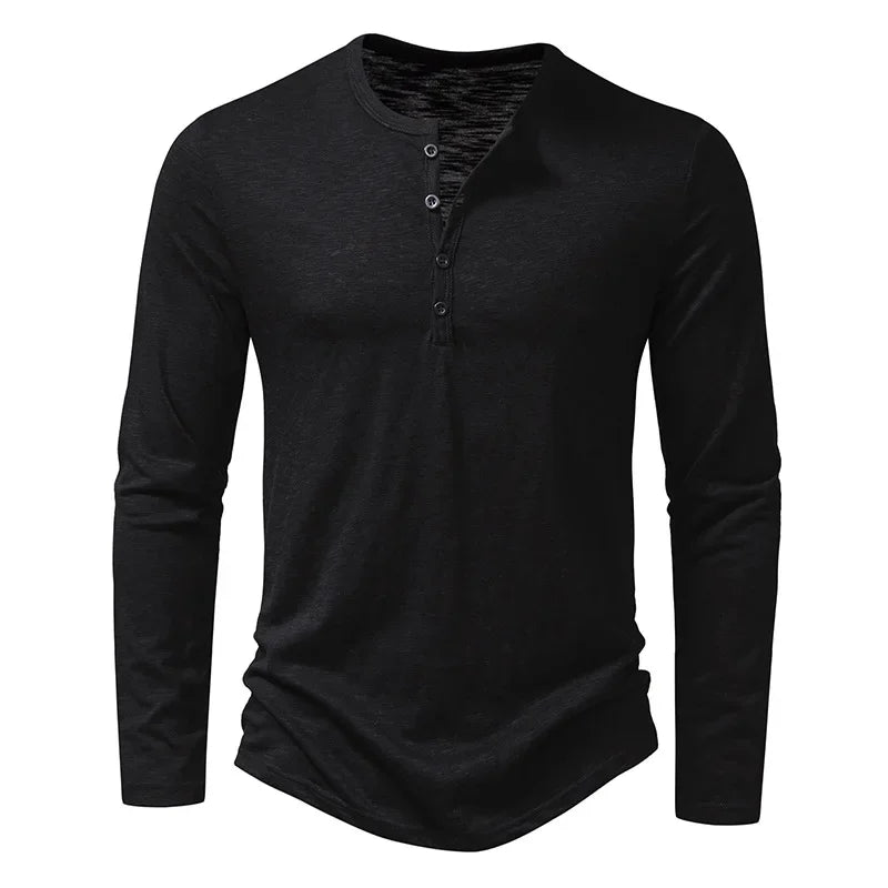 Henley Neck T-Shirt Casual