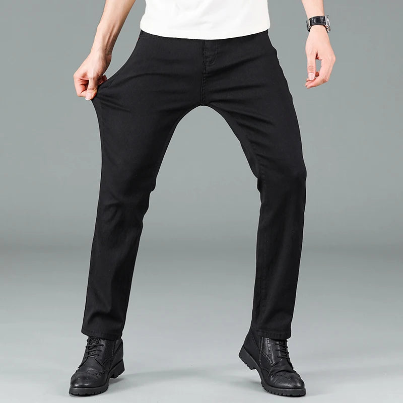 Men's pure black jeans